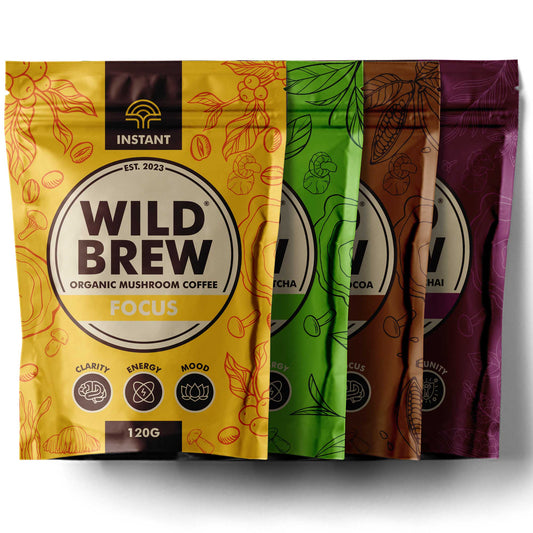 Organic Mushroom Coffee, Matcha, Cocoa and Chai (4 Packs)